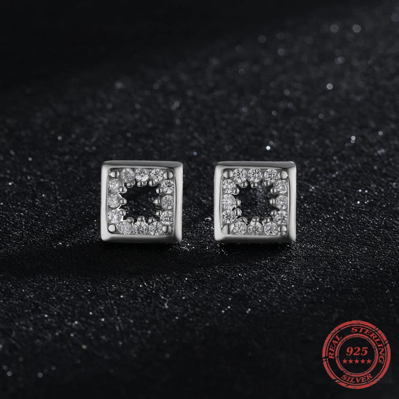 Zircon earring accent highlighting silver stud earrings brilliance