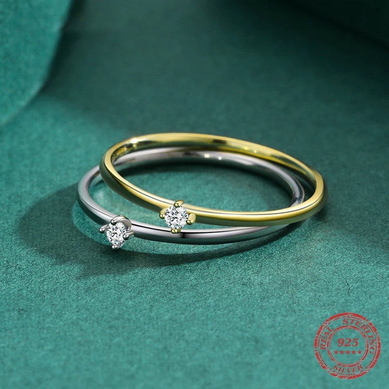 Wedding ring for wedding with D Color moissanite and polished silver finish
