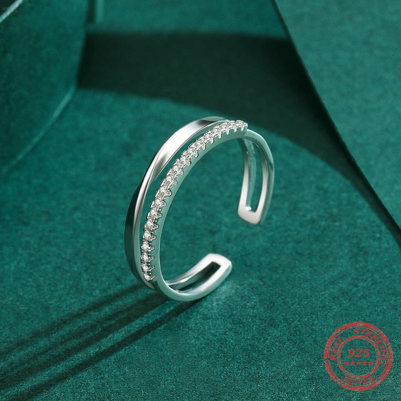 Ring in sterling silver set with brilliant cubic zirconia accents