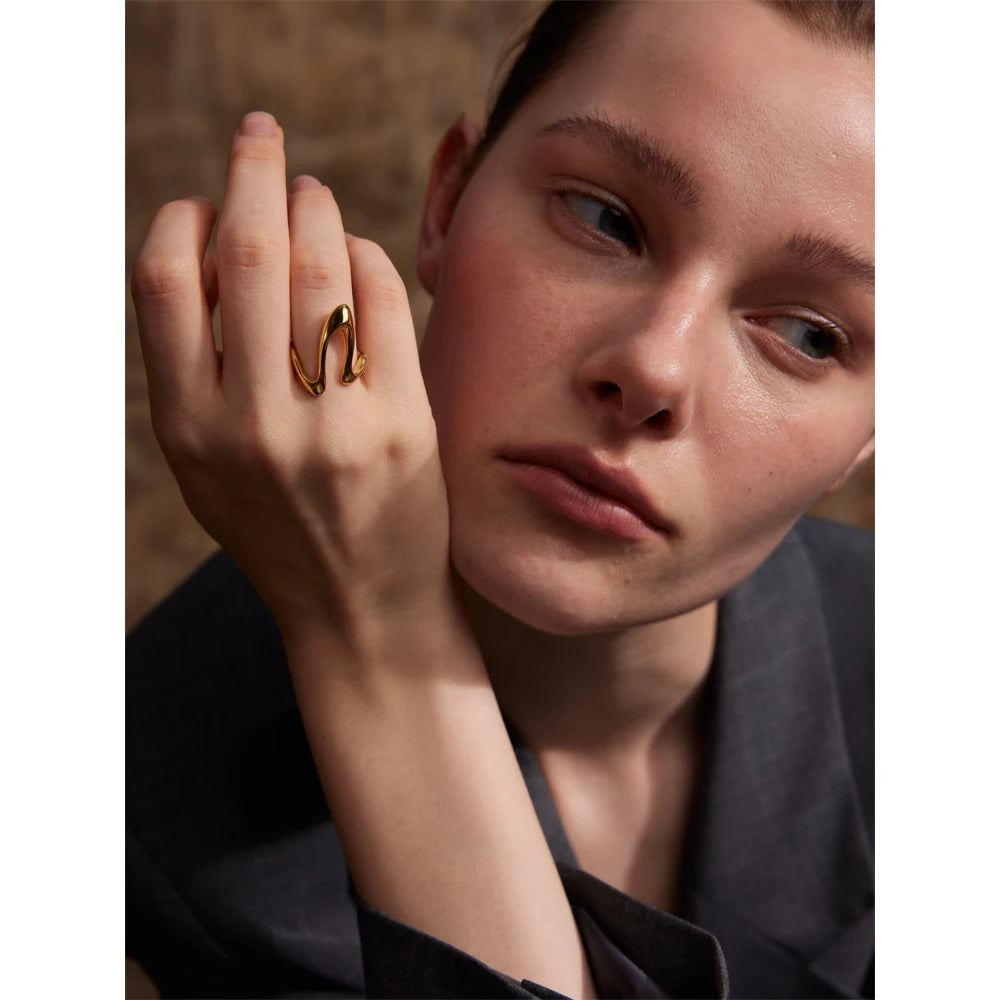 Studio shot of stainless steel jewellery with stainless steel for rings clarity