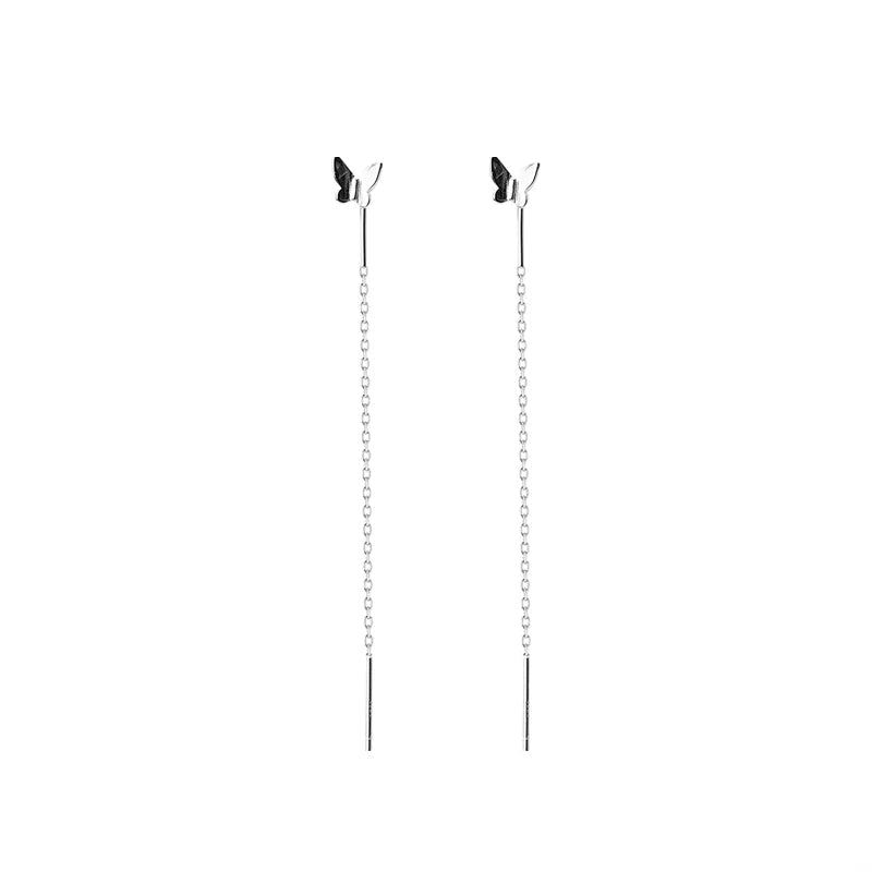Butterfly drop earrings in 925 sterling silver with delicate shine
