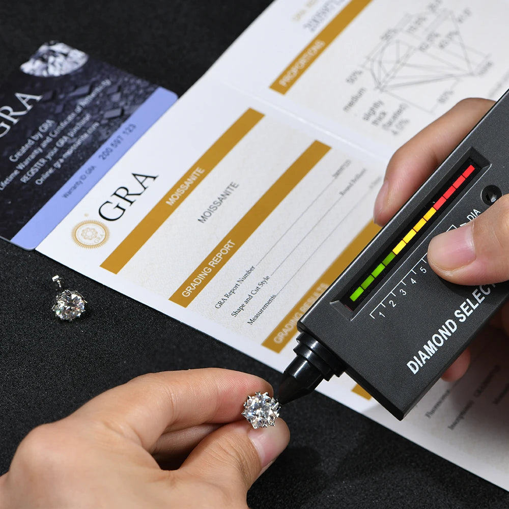 Sterling silver earrings set with bright moissanite diamonds