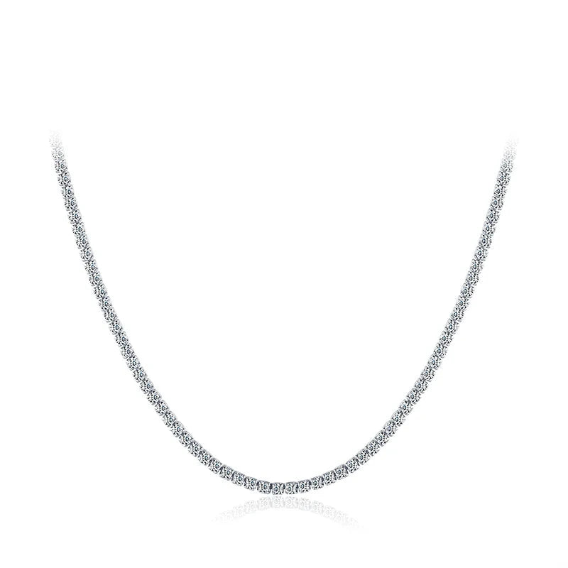 Luxury clear CZ choker necklace in 925 sterling silver sparkle
