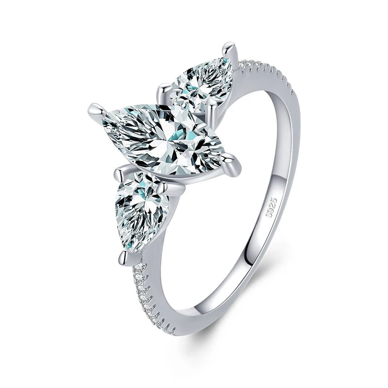 Wedding ring in 925 sterling silver with proposal ring diamond detail and ring size fit