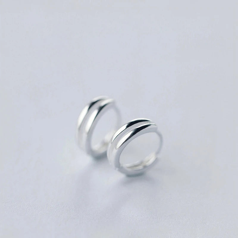 Silver hoop profile shown on elegant sterling silver earrings