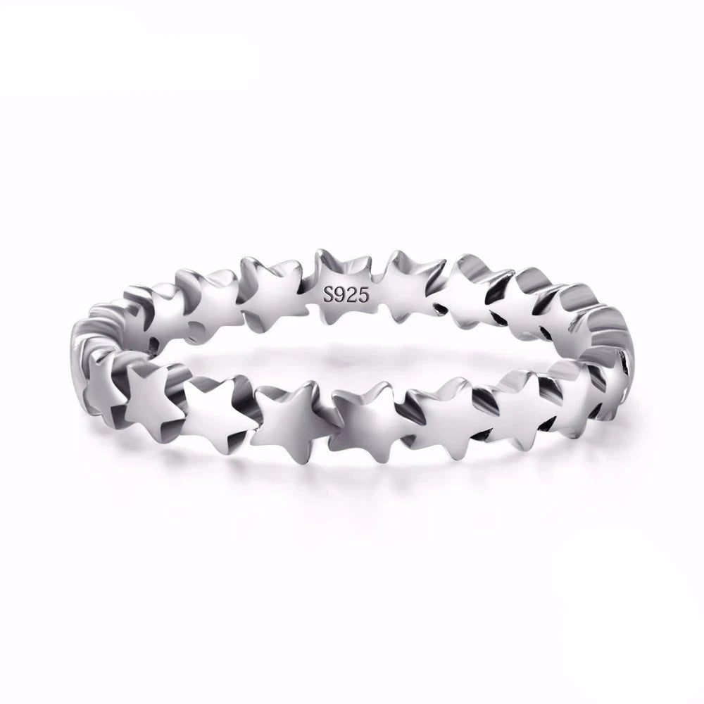 Stackable star wedding ring in 925 sterling silver