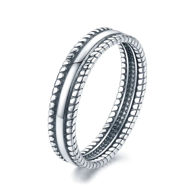 Vintage ring in 925 sterling silver shown as a sterling silver ring for stacking