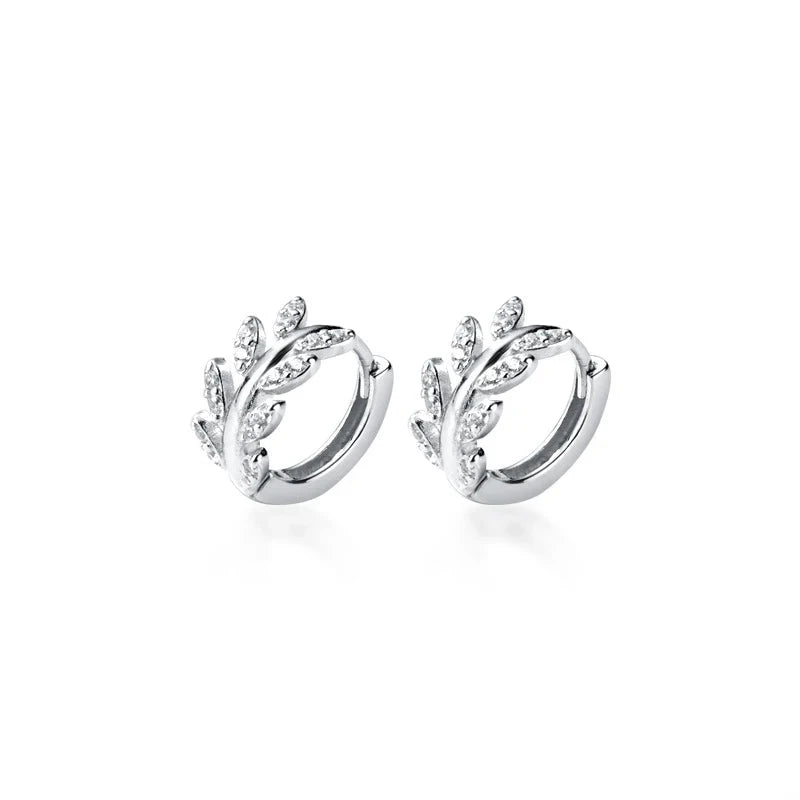 Zircon tree branch hoop earrings crafted in 925 sterling silver