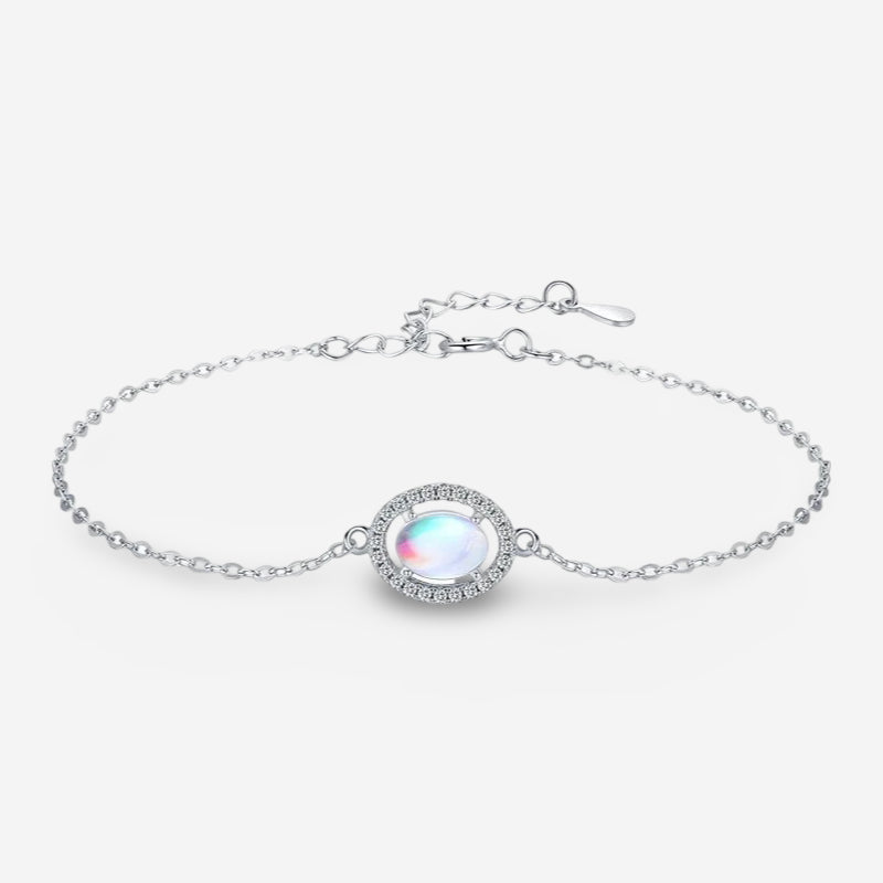 Moonstone bracelet in 925 sterling silver with a soft bracelet silver glow