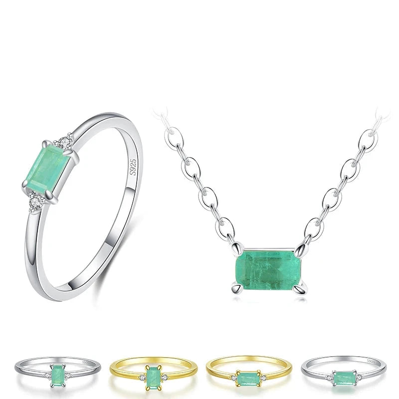 Sterling silver necklace and earrings set with zirconia detail