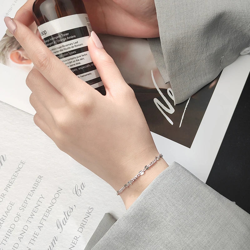 Silver bangle look shown as a sterling silver bracelet for women