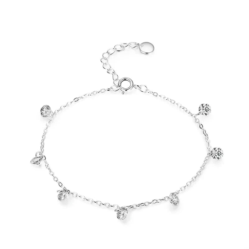 Clear CZ chain bracelet in 925 sterling silver classic style
