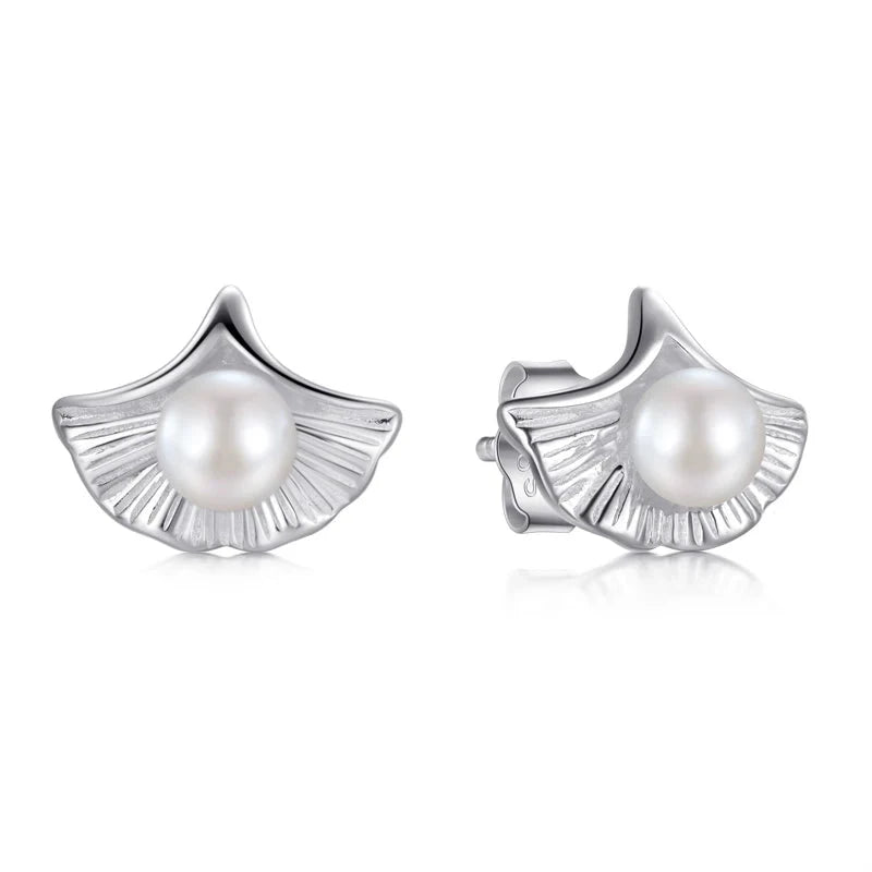 Freshwater Pearl stud earrings with silver color glow for daily wear