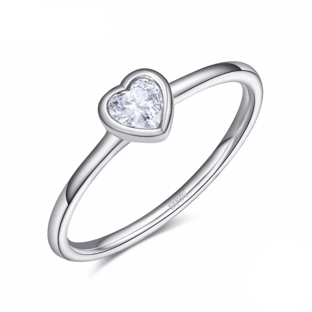 Heart cz wedding ring crafted in 925 sterling silver with elegant shine