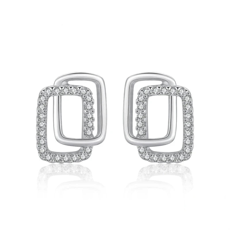 Silver stud earrings with cz in 925 sterling silver