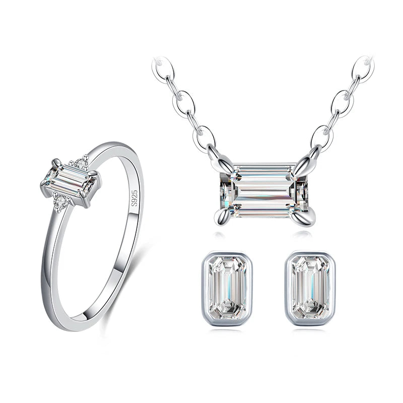 Silver necklace with zirconia for bridal jewelry sets