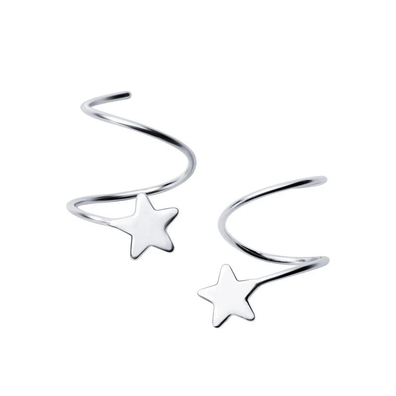 Rotating star sterling silver earrings in classic stud earrings style