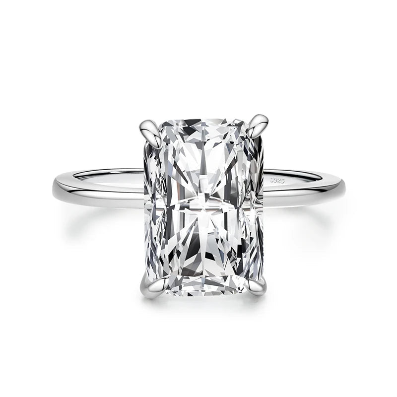 Rectangular clear CZ ring in 925 sterling silver luxury look