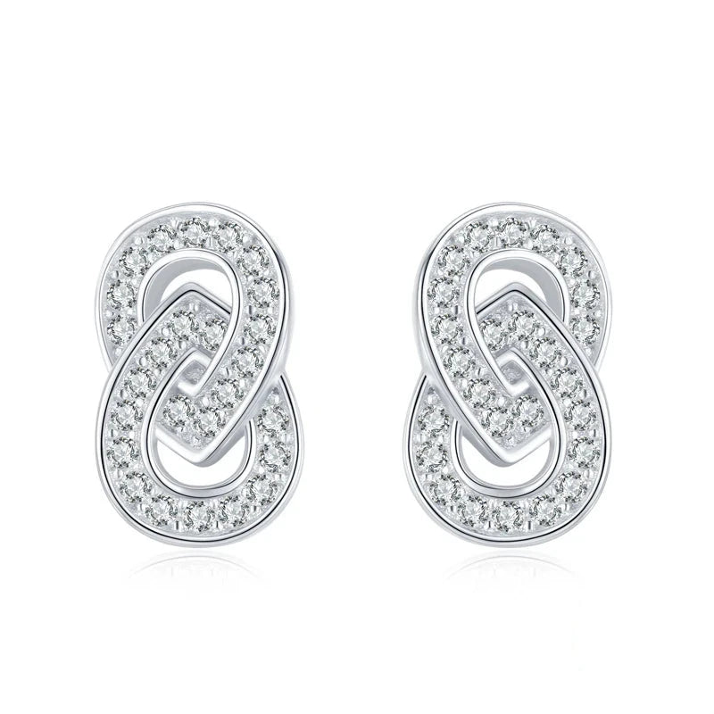 Silver stud earrings in 925 sterling silver with silver color shine