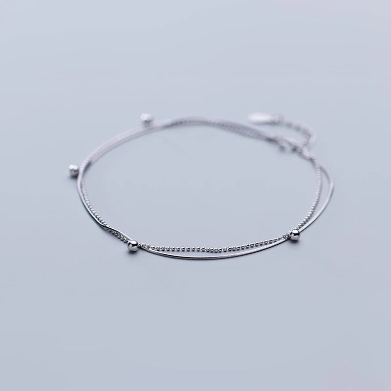 Double layer chain bracelet in 925 sterling silver with smooth drape