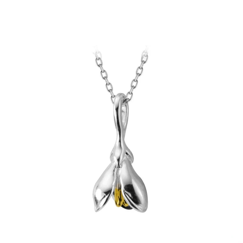 Magnolia flower pendant necklace in sterling silver charm design