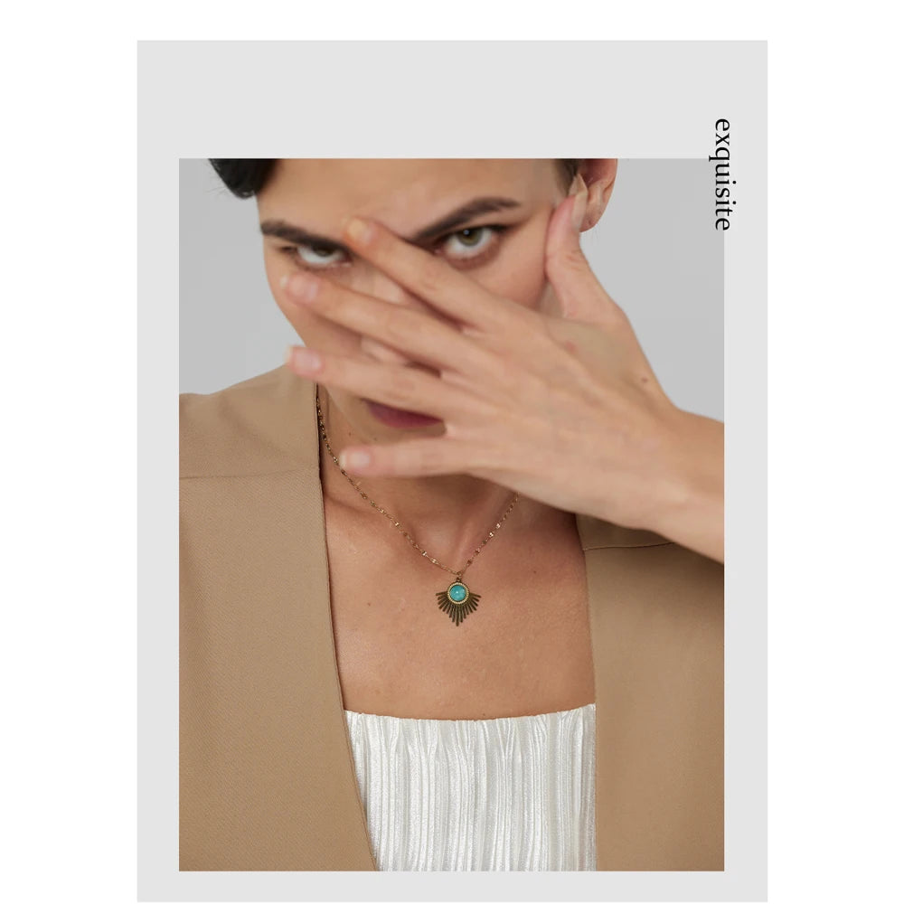 Gold variant geometric stone necklace earrings combo