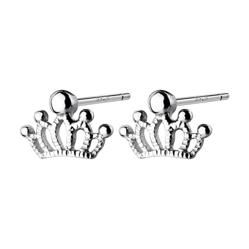 Cute crown stud earrings for kids in 925 sterling silver