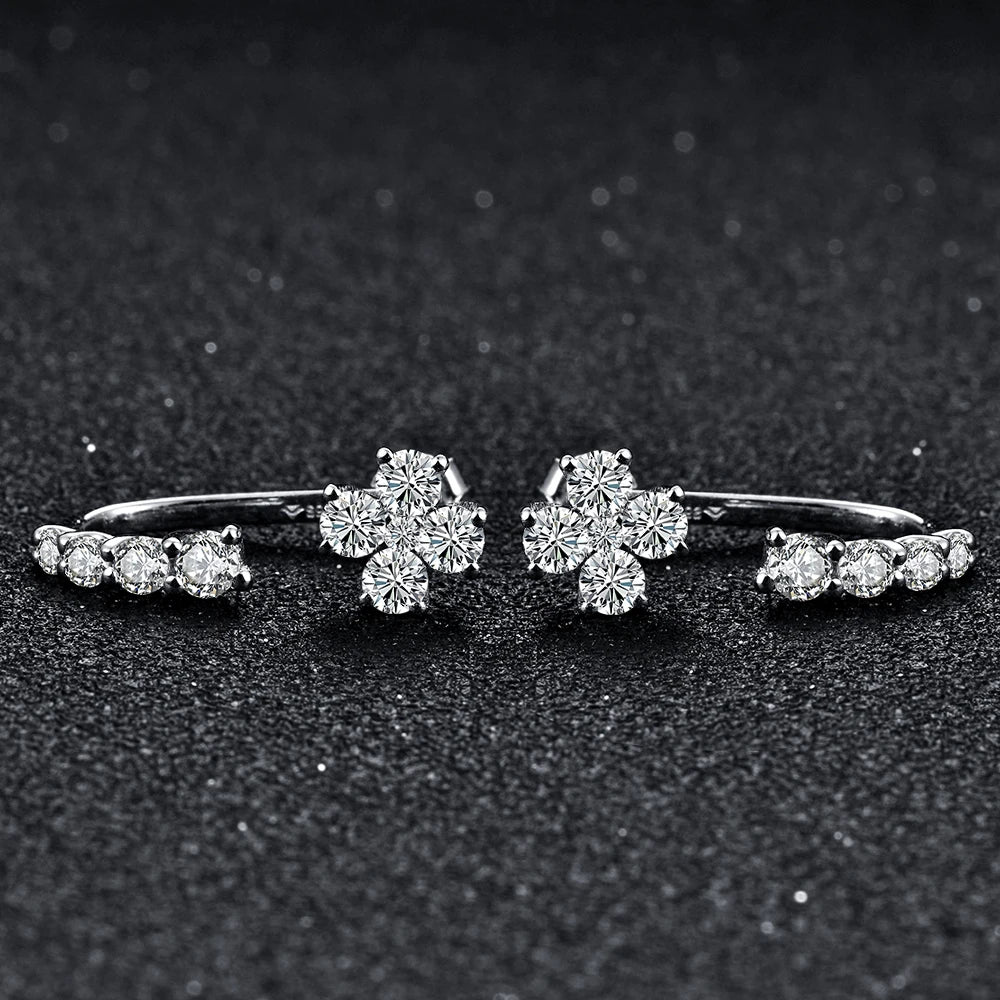 Sterling silver earrings with moissanite diamond sparkle