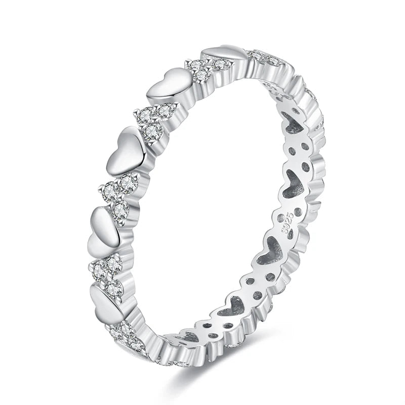 Heart stackable ring set in polished 925 sterling silver