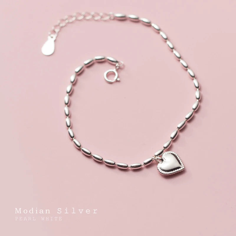 Heart charm bracelet 925 sterling silver elegant design