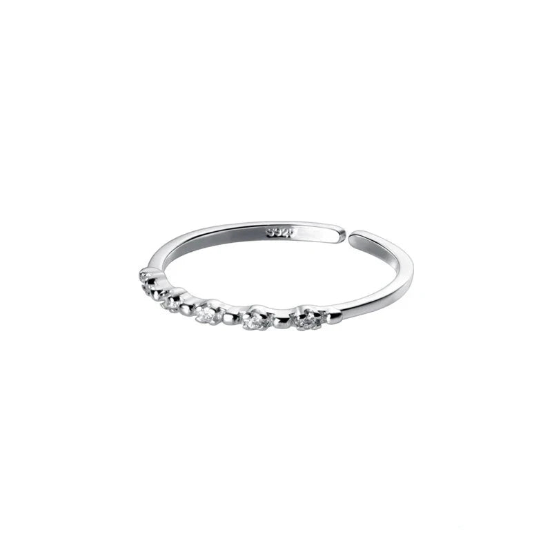 Slim open ring sterling silver with twinkling CZ accent