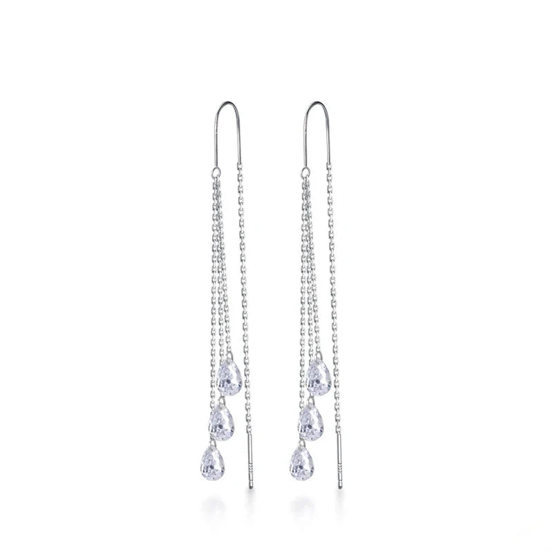 Sterling silver drop earrings in 925 silver with elegant silver color