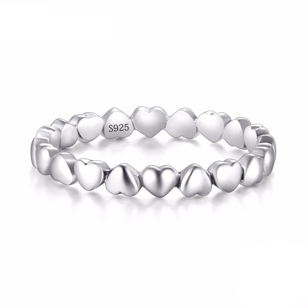 Heart ring in 925 sterling silver shown as a sterling silver ring