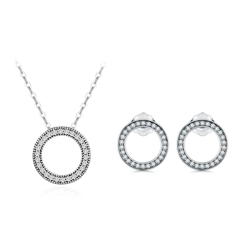 Sterling silver earrings set shown in a refined silver color finish