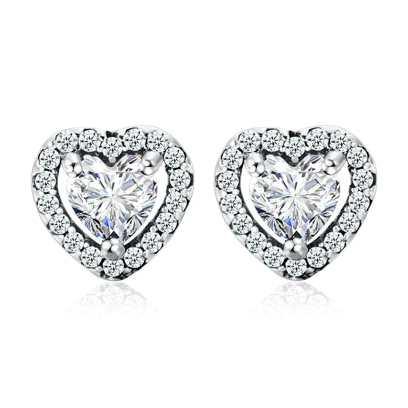 CZ heart stud earrings crafted in 925 sterling silver for everyday shine
