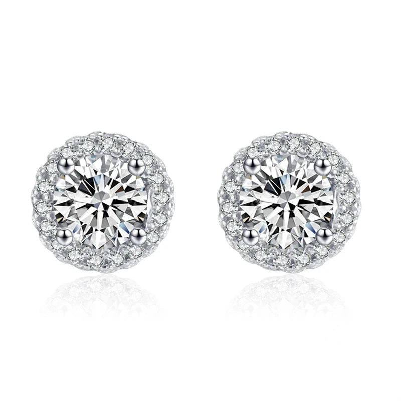 Sterling silver earrings with cubic zirconia in silver color