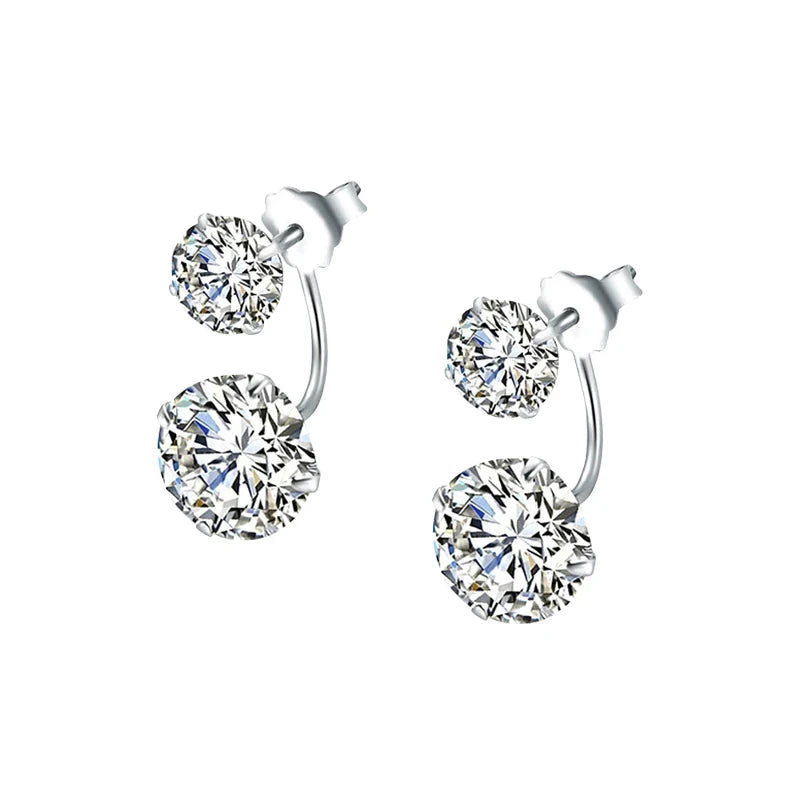 Cubic zirconia ear rings set in sterling silver with elegant ear jacket design