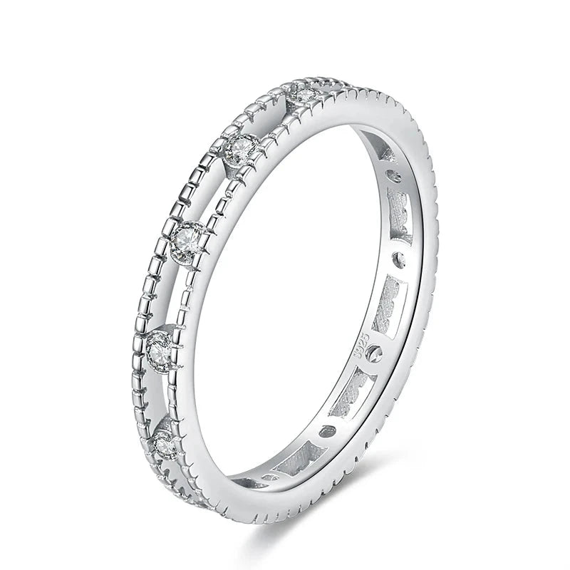 Stacking ring in 925 sterling silver shown as a sleek sterling silver ring