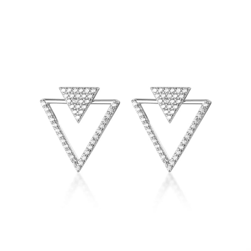 Sterling silver triangle dangle earrings in 925 sterling silver