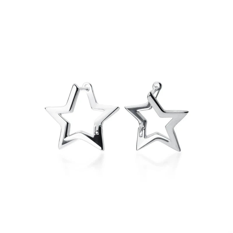 Star hoop earrings for women with bright starburst earrings finish