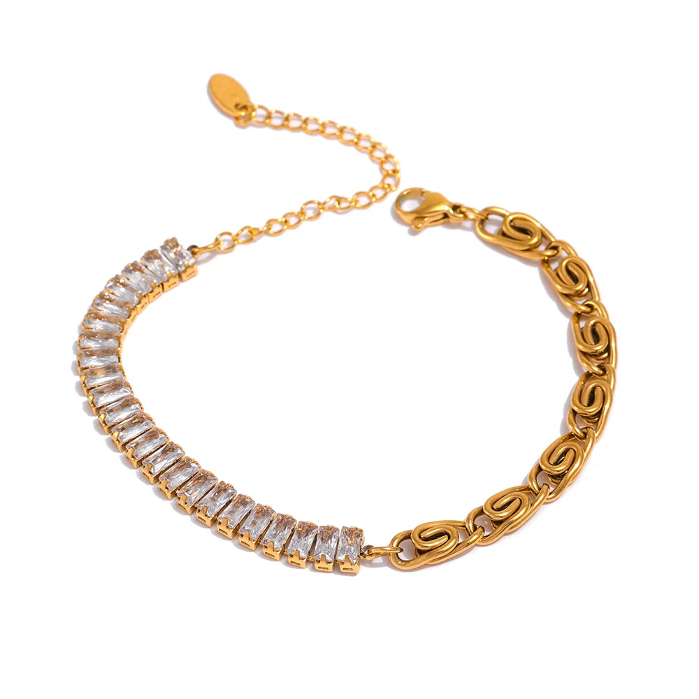 Chic chain necklace layered with a bracelet with chain accent