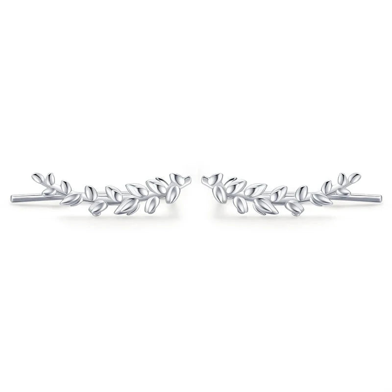 Tree of life leaf stud earrings in 925 sterling silver