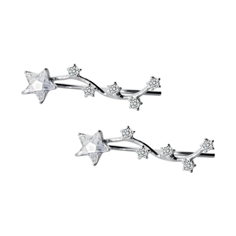 Silver CZ star stud earrings in sterling silver shine