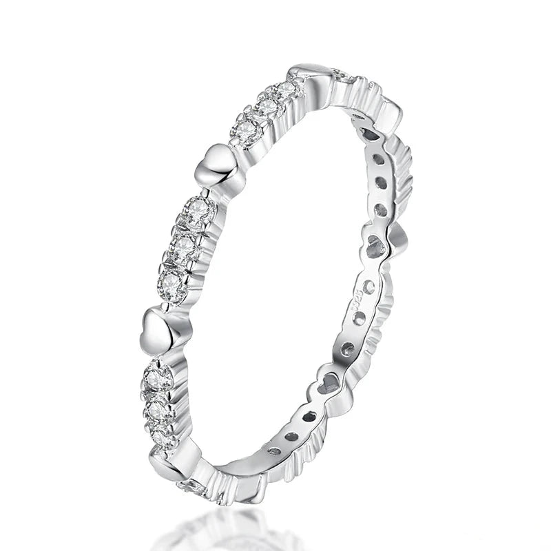 Heart rings stackable ring shown as a sterling silver ring in 925 silver