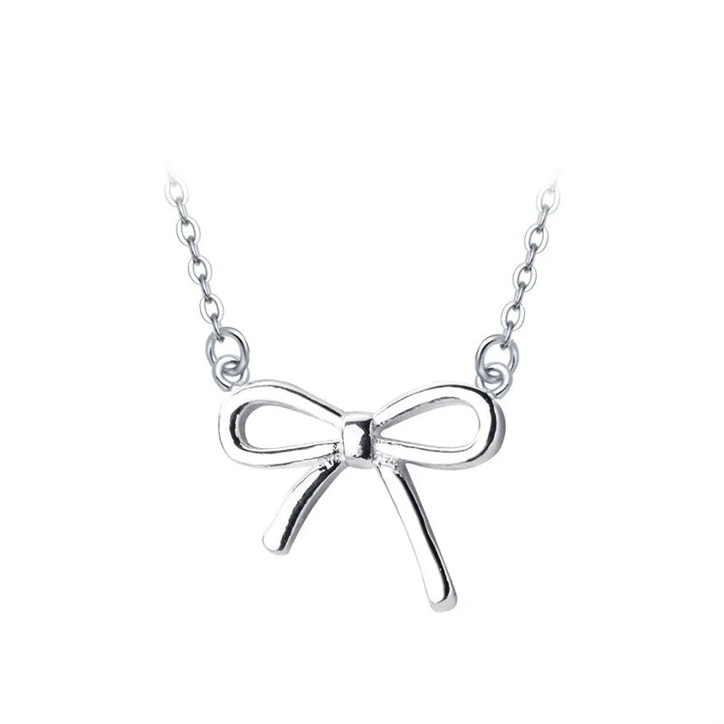Sterling silver necklace with bowknot pendant on a sterling silver chain