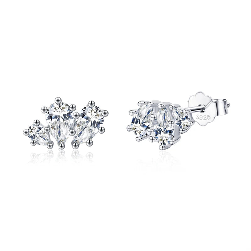 CZ stud earrings in 925 sterling silver with a polished finish