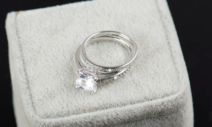 Wedding ring in 925 sterling silver matching engagement ring
