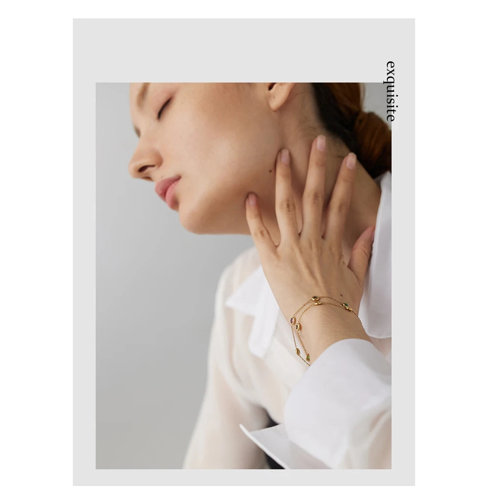 Bracelet and chain piece from a bracelet shop with colorful accents