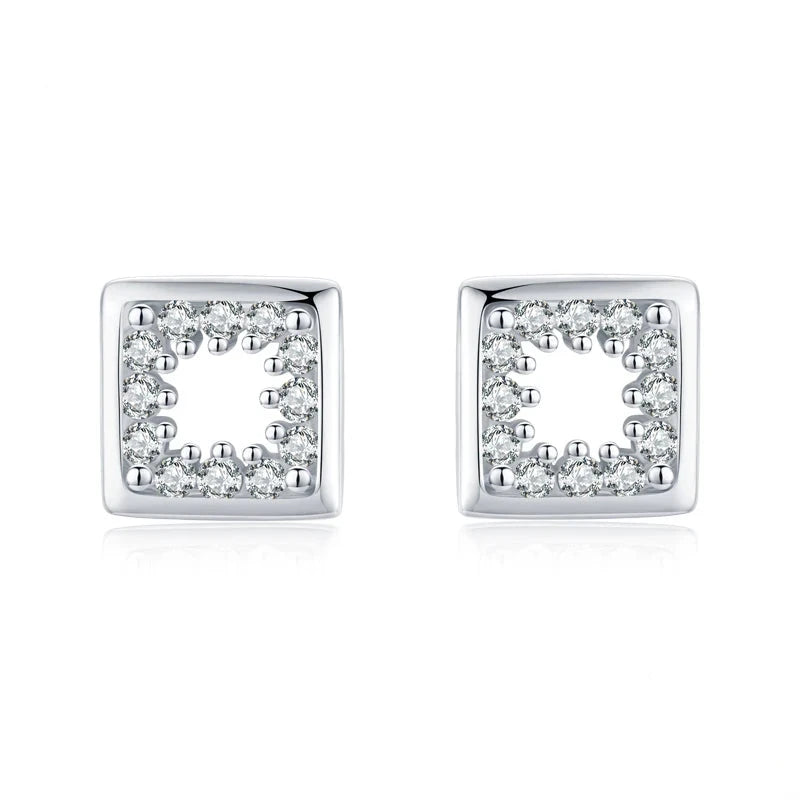 Sterling silver earrings with hollow earrings design and zircon earring sparkle