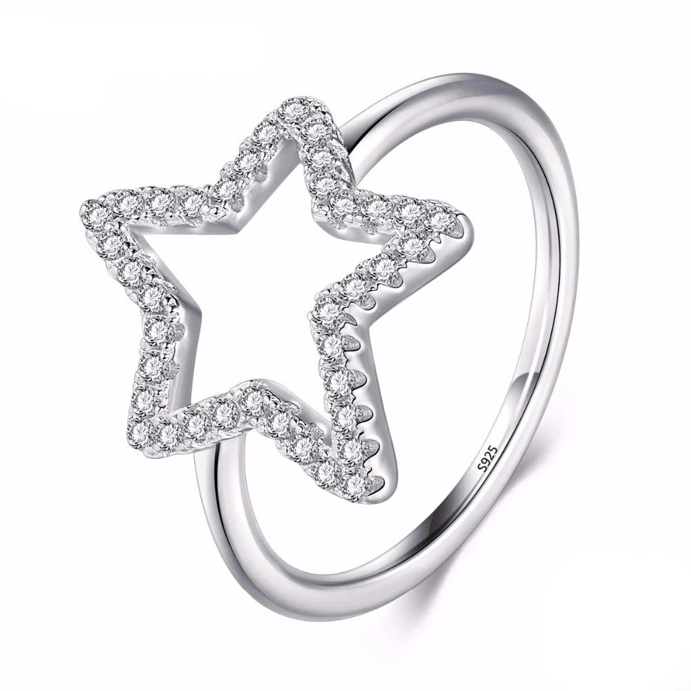 Cubic zirconia ring set on a polished sterling silver ring